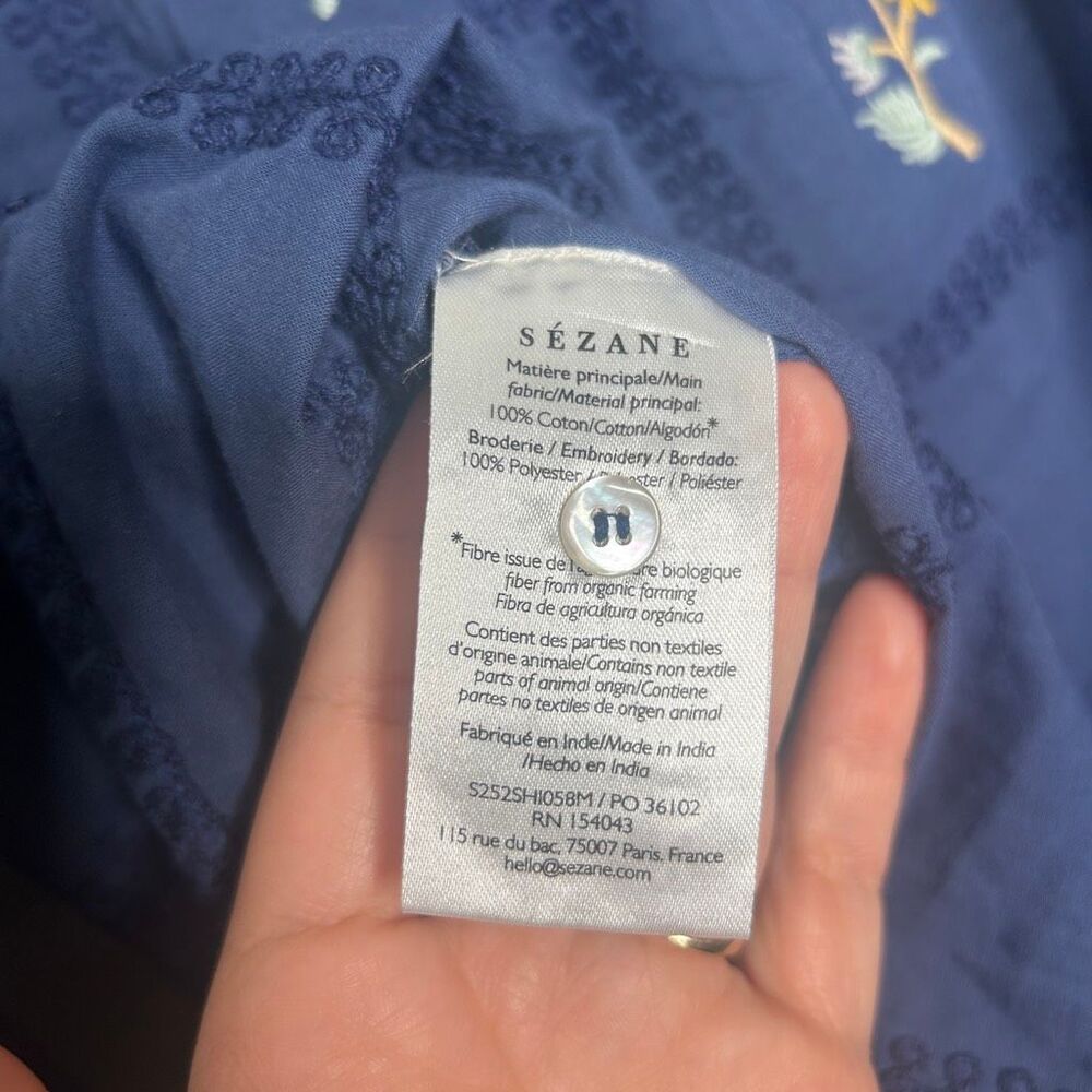 Sezane Garancine Off Shoulder Embroidered Shirt - Picture 12 of 12